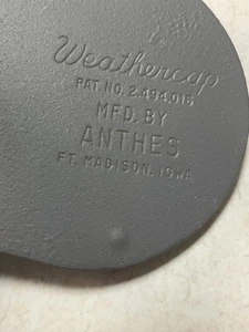 Vintage Anthes Weathercap From Ft. Madison Iowa Fort IA 2” dia. Tractor Rain Cap - Picture 1 of 5