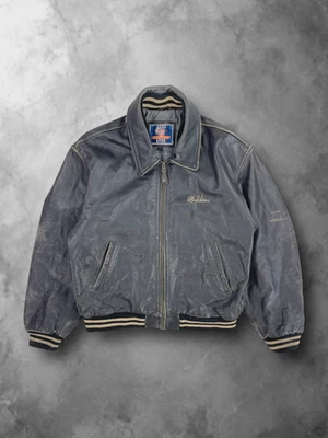 Black Vintage Redskins Leather Bomber Jacket Men’s XXL - Image 1 of 4