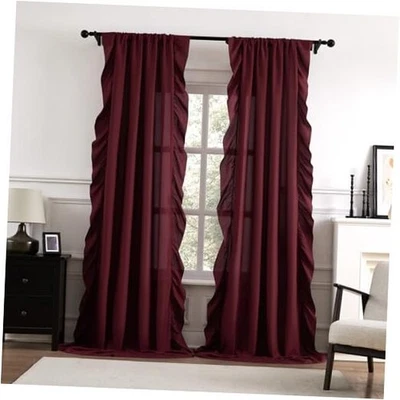 Грубые шторы 90 дюймов длиной 2 панели для 52"W x 90"L (упаковка из 2) бордовый - Изображение 1 из 4