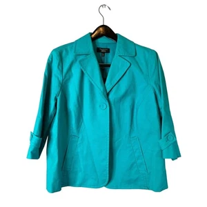 Talbots Woman Petites Teal Blue Three Quarter Sleeve Blazer Jacket - Picture 1 of 6