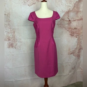 ANTONIO MELANI Vestido Cóctel Detalle Encaje Talla 4 Rosa Funda Gorra Manga Pequeño - Imagen 1 de 5