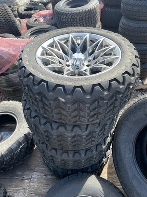 Set of OEM Club Car 14" Bright Chrome Athena Wheels with Kenda Tires 23x10.00-14 - Image 1 of 3