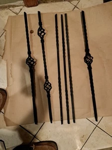 Lot Wrought Single/Double Basket Single Twist Iron Baluster Flat Black ZT-2553 - Picture 1 of 4