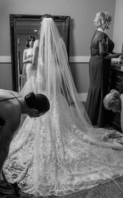 Elegant Lace Mermaid Wedding Dress | Size 4 Originally $1400 - Image 1 of 4