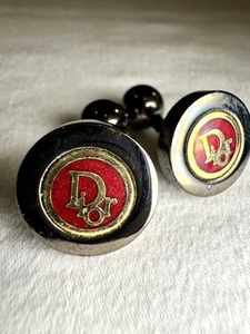 Gemelos vintage años 80 Christian Dior grafito oro rojo tarjeta original - Imagen 1 de 12
