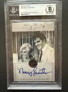 2007 PRESSEAUSWEIS ELVIS UNTERSCHRIFTEN NANCY SINATRA zertifiziert Autogramm Beckett Auth - Bild 1 von 4