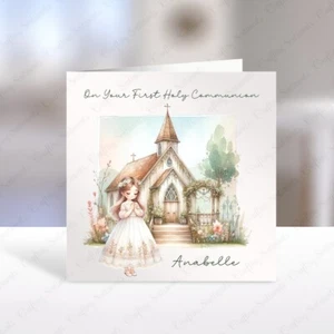 Personalised First Holy Communion Card for a Girl - Picture 1 of 4