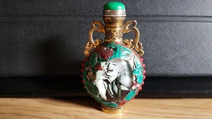 Copper snuff bottle Woman statue collectable gift - Picture 1 of 9