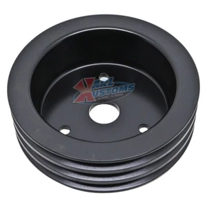 Aluminum Lower Crank Pulley 3-Groove SBC Small Block Chevy SWP Short Pump Black - Bild 1 von 3