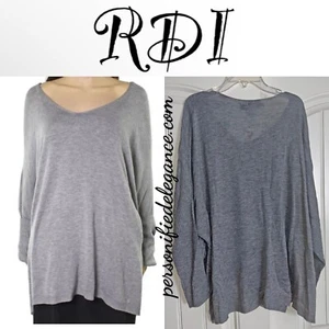 NUEVO RDI Gris Cuello en V Mangas Dolman Suéter Talla 1X $128 - Imagen 1 de 15