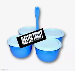 Tupperware Serviercaddy Schalen Blüte/Essentials Set mit Siegeln blau - Bild 1 von 2