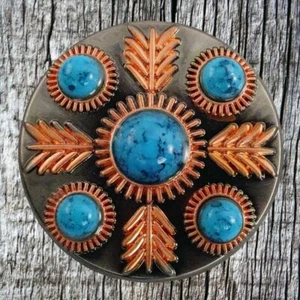 Turquoise Feather 1-1/4 Inch Concho CON300-E - Picture 1 of 3