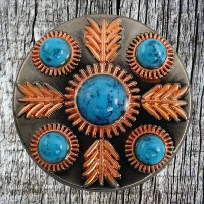 Turquoise Feather 1-1/4 Inch Concho CON300-E - Image 1 of 3