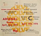 1973/4 - Wolverhampton Wanderers v Arsenal UNUSED Match Ticket 