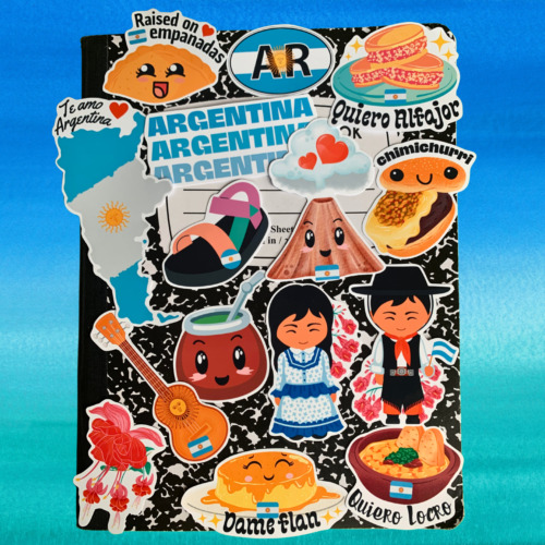 Argentina Decals Set of 16 Waterproof Stickers - Argentinian Art Gift