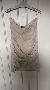 Topshop Gold Bodycon Strapless Dress 10 - Picture 1 of 2