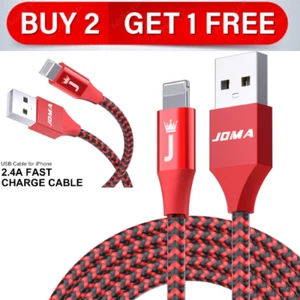 Heavy Duty Braided Long USB Fast Charger Cable Lead For iPhone 14 13 12 11 X 7 8 - Picture 1 of 7