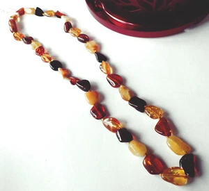 SCHMUCK-STCK BERNSTEIN KETTE 44 cm NEU multi ohne Metall - Picture 1 of 2