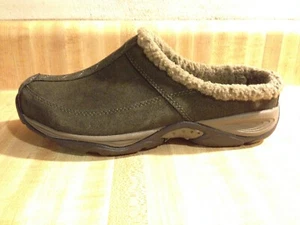 Easy Spirit Womens 7.5M Traveltime Exchange Brown Suede Fuzzy Lined Mule Clogs - Picture 1 of 14
