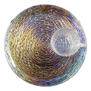 Anchor Hocking Soreno Aurora Iridescent Snack Plate-Cup-YOUR CHOICE-Rainbow-MCM - Picture 1 of 18