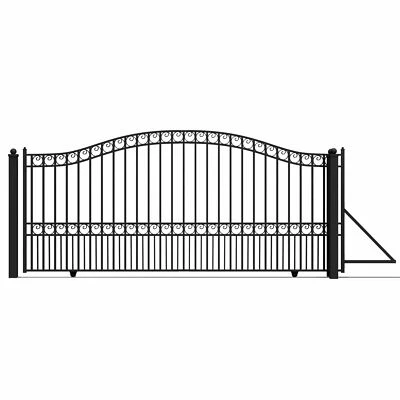 ALEKO Paris Style Ornamental Yard Garden Steel Single Sliding 14' Driveway Gate - Image 1 of 4