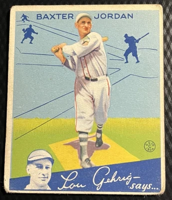Original 1934 Goudey Baxter Jordan Boston Braves #31 Lou Gehrig Diz Sem Dobras - Imagem 1 de 3