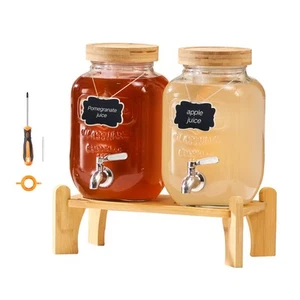VEVOR Drink Dispenser 1 Gal Beverage Dispenser for Parties Glass with Stand 2PCS - Picture 1 of 12