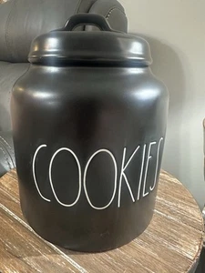 Rae Dunn COOKIES Black Ceramic Cookie Jar Canister Home Kitchen Decor - Picture 1 of 5