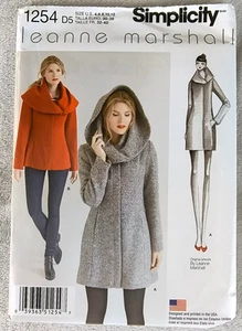 Simplicity Pattern 1254 Leanne Marshall Easy Lined Coat Jacket 4-12 Uncut - Picture 1 of 3