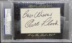 CURT FLOOD 2012 Historic Autographs Why the Hall Not? Cut Auto /15 PSA/DNA Auth - Picture 1 of 2