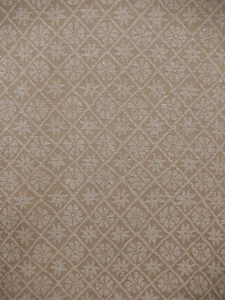 Tessuto di lino morbido tessuto con disegno Fleur e Star. Taupe e moka. 2 iarde +.  F-243 - Foto 1 di 8