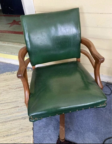 MCM 1950's ROBERT JONES CO Double Claw Arm swivel tilt green  Desk Chair Cover