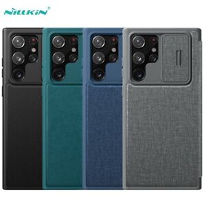 NILLKIN Slide Camera Protection Flip Leather case For Samsung S22 Ultra / S22 +