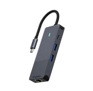 Rapoo UCM-2004 8-w-1 USB-C Wieloportowy adapter HDMI LAN USB-A 3.0 microSD v1.0 - Zdjęcie 1 z 5