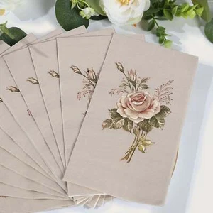 20 PINK IVORY Paper Disposable Dinner Napkins with Rose Print Party Decorations - Picture 1 of 8