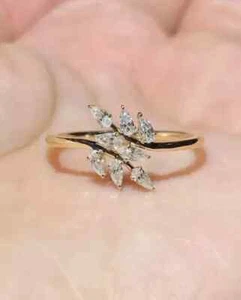 Pear Cut Lab Created Diamond Wedding Ring for Women's 14K Yellow Gold Plated - Picture 1 of 4