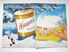 1956 Hamm's Beer Winter Scene Bear Mascot Frosty Glass 2-page Vintage Print Ad 1