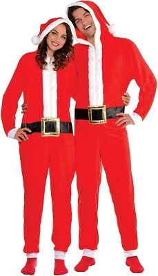 Santa Zipster Hooded Jumpsuit Suit Yourself Fancy Dress Christmas Adult Costume - Image 1 of 2