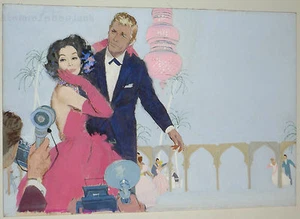 JON WHITCOMB ORIGINAL ILLUSTRATION ART SIGNED PAINTING MOVIE STARS 22x15 CANVAS - Picture 1 of 6