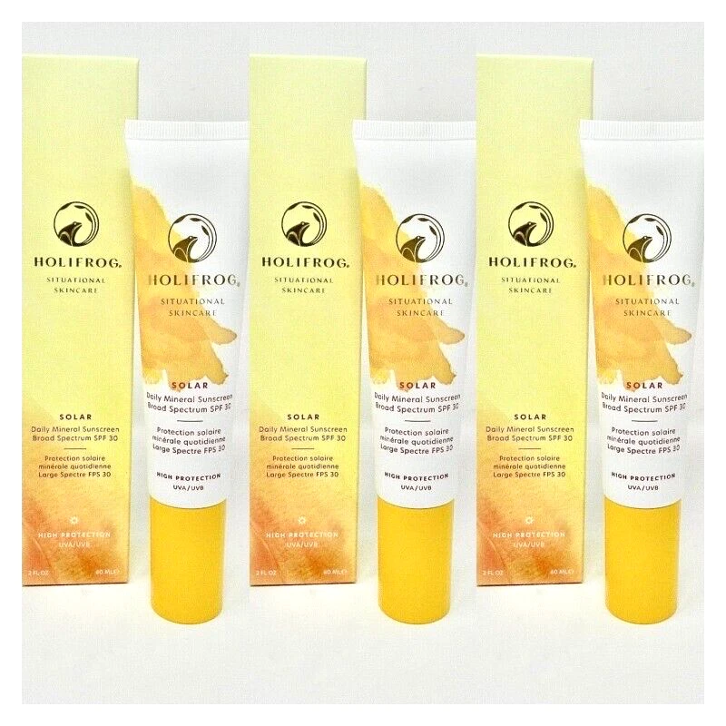 Holifrog Solar Daily Mineral Protetor Solar FPS 30 Tamanho Completo 2 oz Conjunto de 3 Expira em 26/04 - Imagem 1 de 4