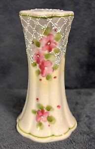 Hand Painted Porcelain Victorian Hat Pin Holder Moriage Florals