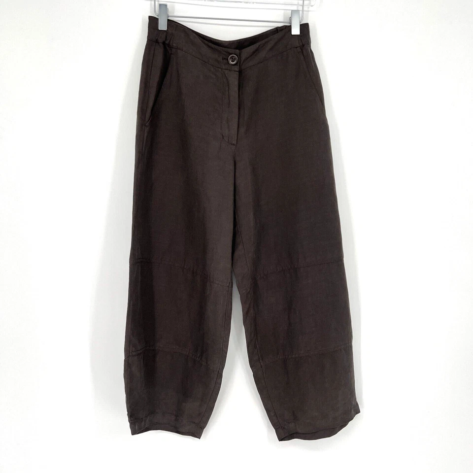 Pantalones Stella Carakasi Mujer XS Marrón Pierna Ancha Cáñamo Natural Orgánico Boho Foto 1 de 4