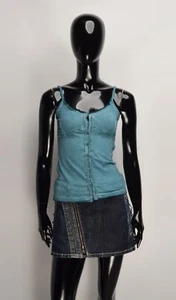 Top Cami Babydoll Vintage Nile Atelier Y2K Prenda Teñida Azul Talla XS - Imagen 1 de 9
