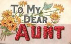 Vintage Postcard 1909 To My Dear Aunt Daisy Flowers Butterfly Greeting Card