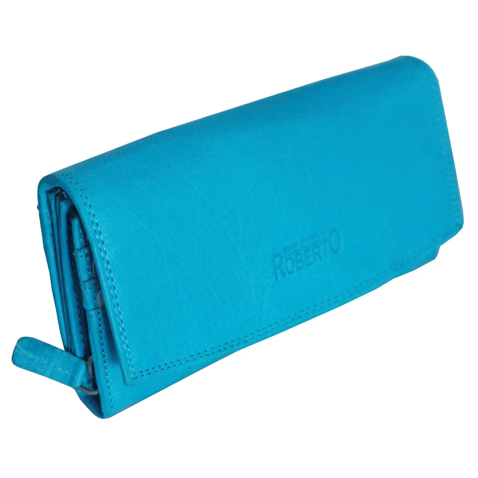 flevado Große Damengeldbörse RFID Schutz Echt Leder Doppelnaht Farbe wählbar - Bild 1 von 4