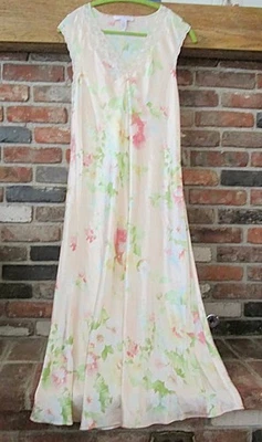 Oscar de la Rente розовый ярлык ночная рубашка M цветочное кружево атласный макси пижамы свадебный - Изображение 1 из 4