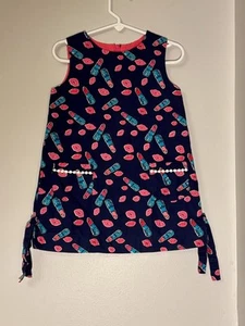 Lilly Pulitzer Shift Dress Girls Sz 3 Navy Lipstick Preppy - Picture 1 of 4