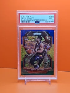 🟠🟣🟠 2021 PANINI PRIZM DEVIN BOOKER #203 BLUE/YELLOW/GREEN CHOICE PSA 9 🟠🟣🟠 - Picture 1 of 2