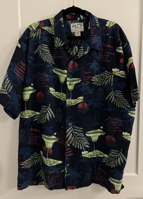 Vintage Big Dogs Hawaiian Shirt Mens 2XL Cocktail Drinks Recipes - Image 1 of 4