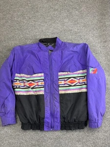 VTG Roper Lined Bomber Jacket Mens L Aztec Southwestern Western Purple Full Zip - Picture 1 of 10